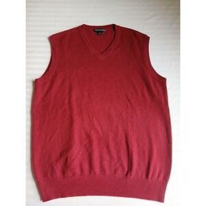 State 100 Cashmere Sweater Large Mens Vest Grandpa Preppy Layerd Maroon 90s